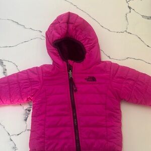Girls 6-12 month pink reversible NORTH FACE coat!!